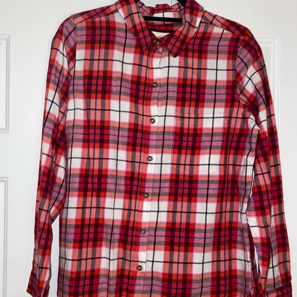Women’s SO Relaxed Perfect Shirt pink flannel size L